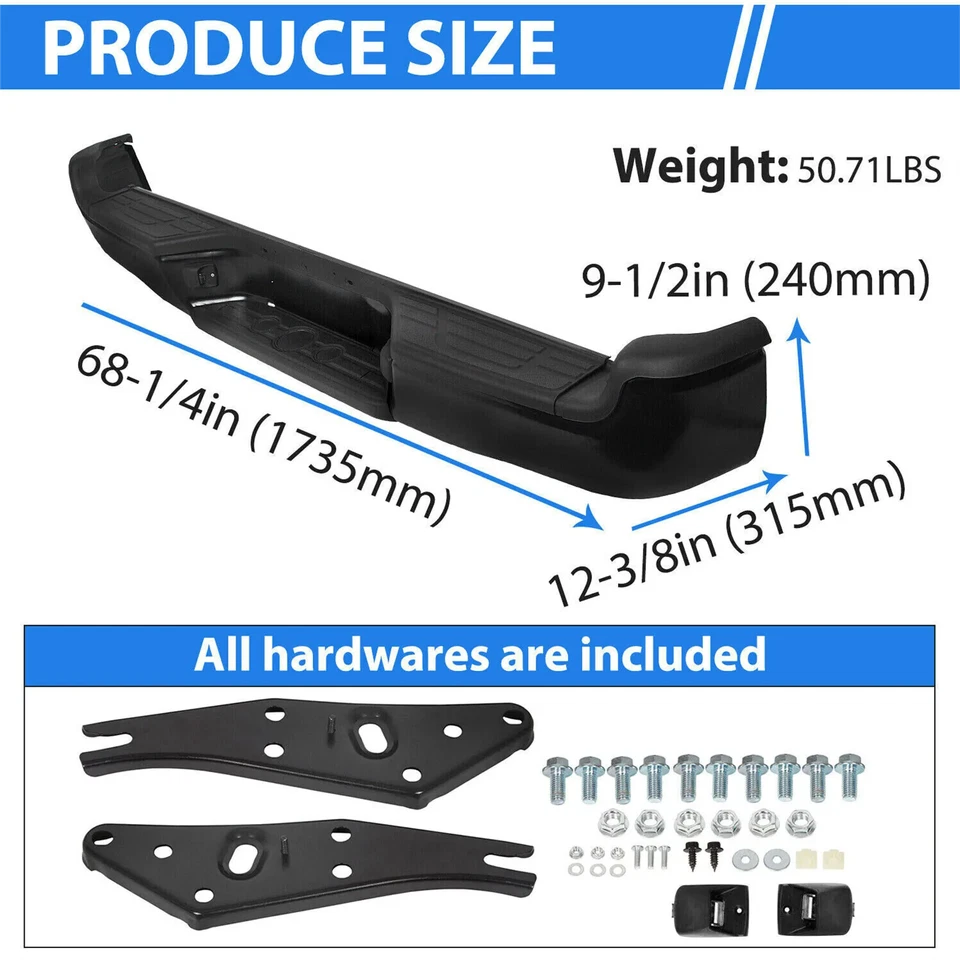 Black Steel Rear Step Bumper for Toyota Tacoma 2005-2015 - PowderCoated - Image 3 of 4