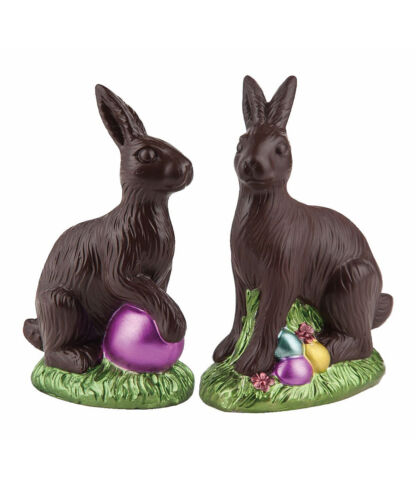 Chocolate Easter Bunny Figurines 5.5" - Set of 2 - Picture 1 of 1