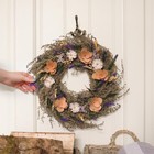 42cm Outdoor Viola Whirl Spring Summer Artificial Wreath | Door Decoration