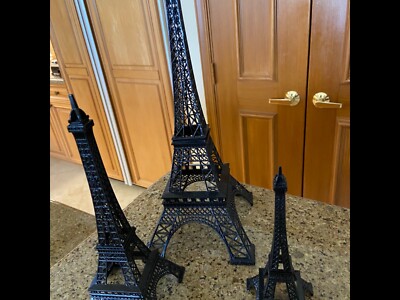 Three Metal Eiffel Tower Decorations 