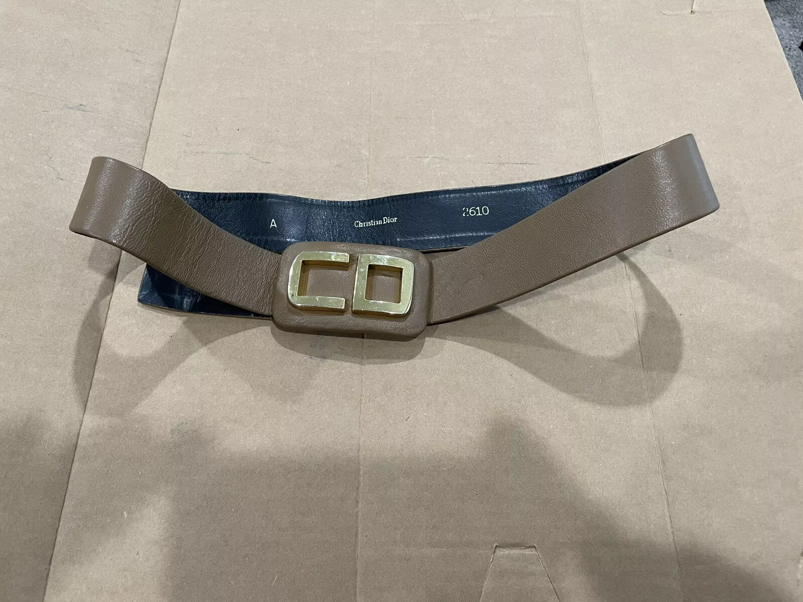 Ceinture Christian Dior vintage cuir marron boucle dorée lettres taille 30 32 RARE
