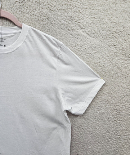 Jockey Men Shirt Large White 100% Cotton Short Sleeve Classic Fit Crew Tee Shirt - Picture 3 of 16