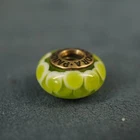 PANDORA 14k Yellow Gold & Murano Glass Green Lotus Bead/Charm - Free Shipping US