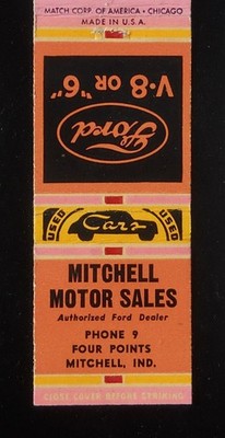 1940s Mitchell Motor Sales Ford V-8 or 6 Phone 9 Four Points Mitchell IN MB
