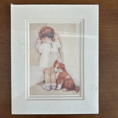 Vintage Bessie Pease Gutmann Wall Art Print In Disgrace Girl Puppy 1989 Sealed
