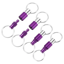 4 Pack Quick Release Keychain Pull Apart Detachable Swivel Keychain, Purple