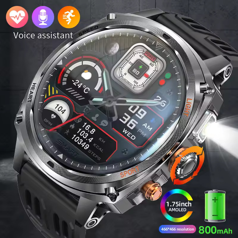 2026 Military Smart Watch For Men (Call Receive/Dial) Outdoor Fitness Tracker