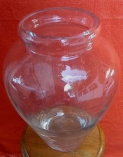 Flower Vase Clear Glass/Crystal 16x11" HEAVY RARE VTG Pre-owned 1/2"Thick Rim