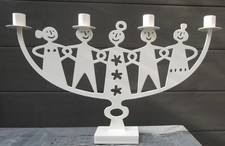 Ikea Bengt und Lotta Kerzenhalter 4 Kerzen Weiß Metall Mann Frau Hut Knut Stern