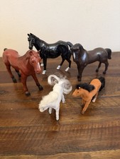 VTG Toy Horse Lot Flocked  Plastic Imperial Toy 1975 Mixed Brands Farm Animals