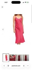 NWT Women Uniqlo Satin Camisole Dress Slip Red adjustable Straps Polyester midi