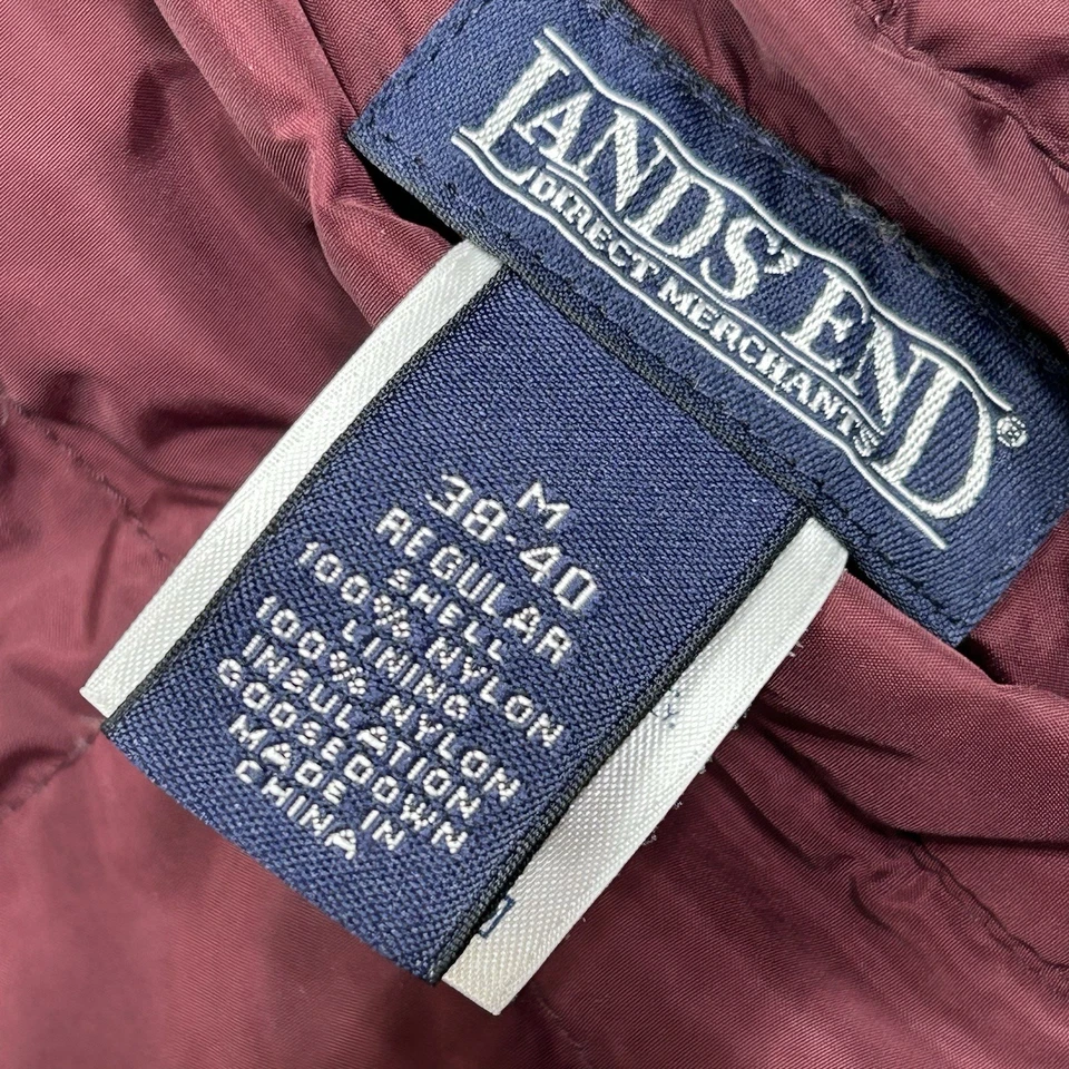 Lands' End Goose Down Puffer Vest Men's Medium Maroon Reversible Outdoors Dad - Image 3 of 4
