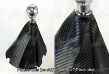 Universal Carbon Style Blue Stitch Leather Gear Manual Shifter Shift Knob Boot