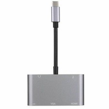 Aluminum Alloy 5 in 1 USB-C PD Type-C Adapter Converter Hub HDMI/4K, VGA/1080P D