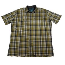 Kuhl Eluxur Button Up Shirt Mens L Plaid Short Sleeve Pockets Rustic Hiking Camp