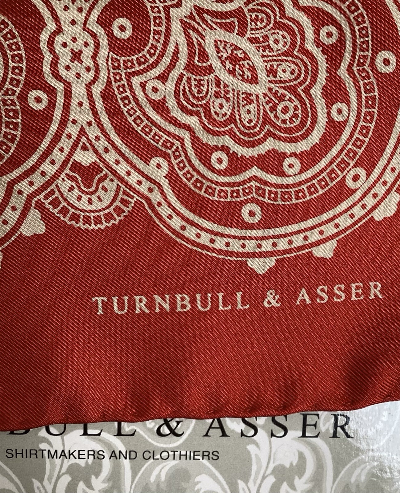 Turnbull & Asser Silk Twill Pocket Square - Rare Red & White Classic - RRP £85 . image 3