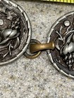 Vintage Cloak Coat Cape Clasp Hook Fasteners Buttons Floral Metal Steel Cut — photo 4