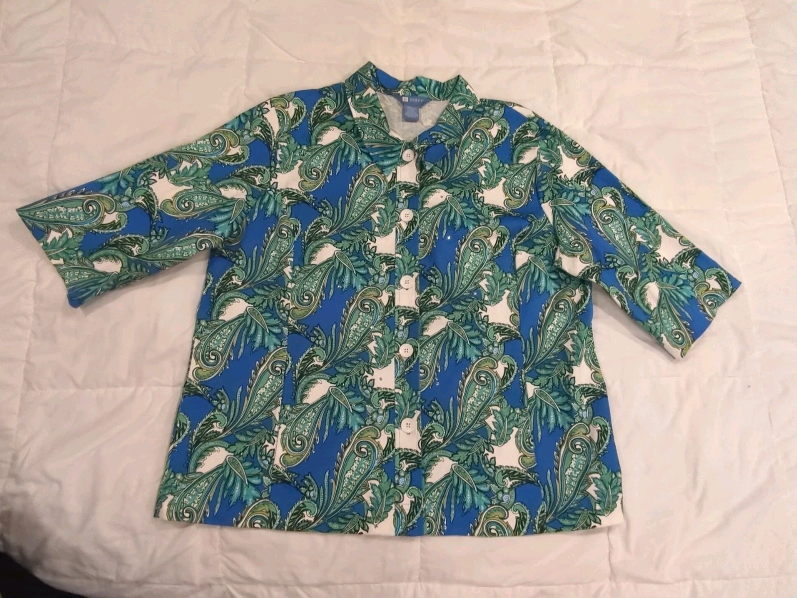 KORET Jacket Blue/Green Paisley Button Down ~ Size XL
