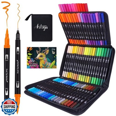 Artugn Dual Markers Brush Pens for Adult Coloring Books, 72 Color