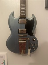Epiphone Les Paul Custom TV Pelham blue RARE! Neck crack professional fixed!