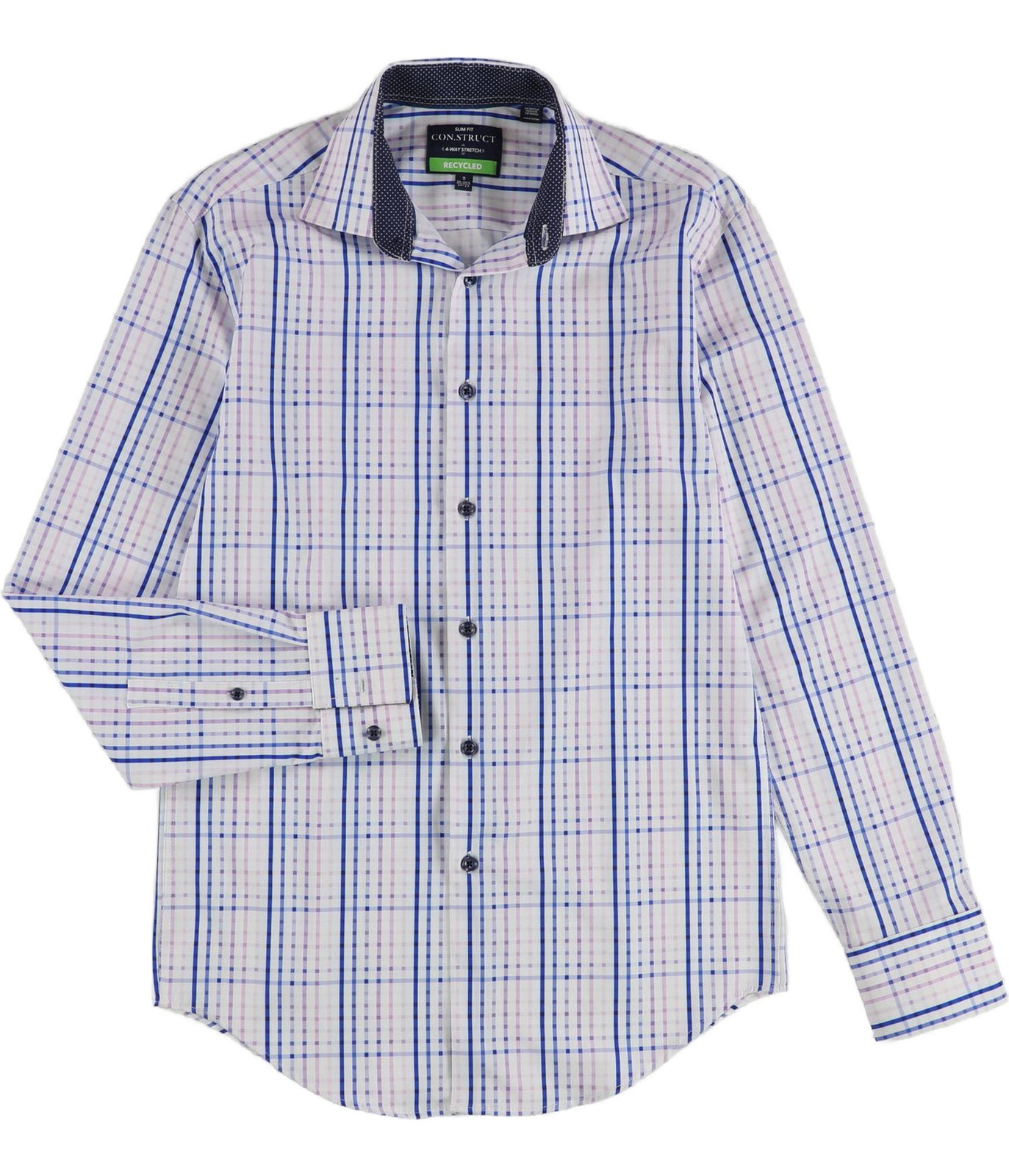 Con.Struct Mens Gingham Style Button Down Dress Shirt, Multicoloured, 14-14.5