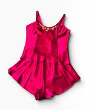 VTG 90s Victoria's Secret 100 silk 3 pc lingerie Set Camisole Shorts Robe M Red