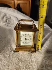 Small Brass Waterbury Carriage Clock Beveled Glass See Photos 3-5/8