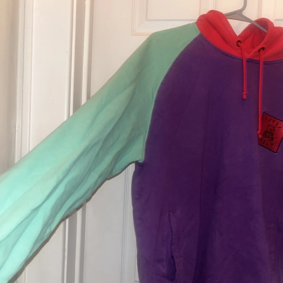 Sudadera con Capucha Teddy Fresh Color Block Sudadera con Cordón Talla L Púrpura Rosa Foto 4 de 4