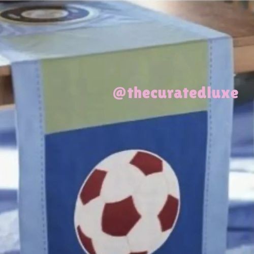 Pottery Barn Kids WORLD CUP Soccer  Table Runner 17" x 108" Party NIP ⚽️🏆