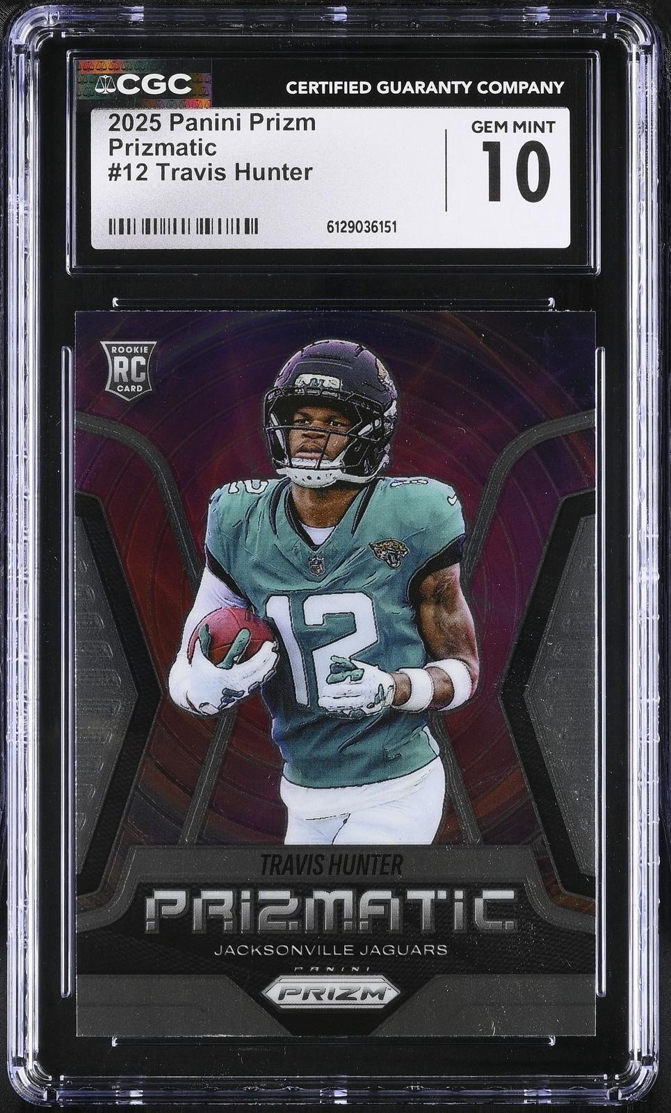 2025 Panini Prizm Travis Hunter Prizmatic Rookie RC #12 Jaguars CGC 10