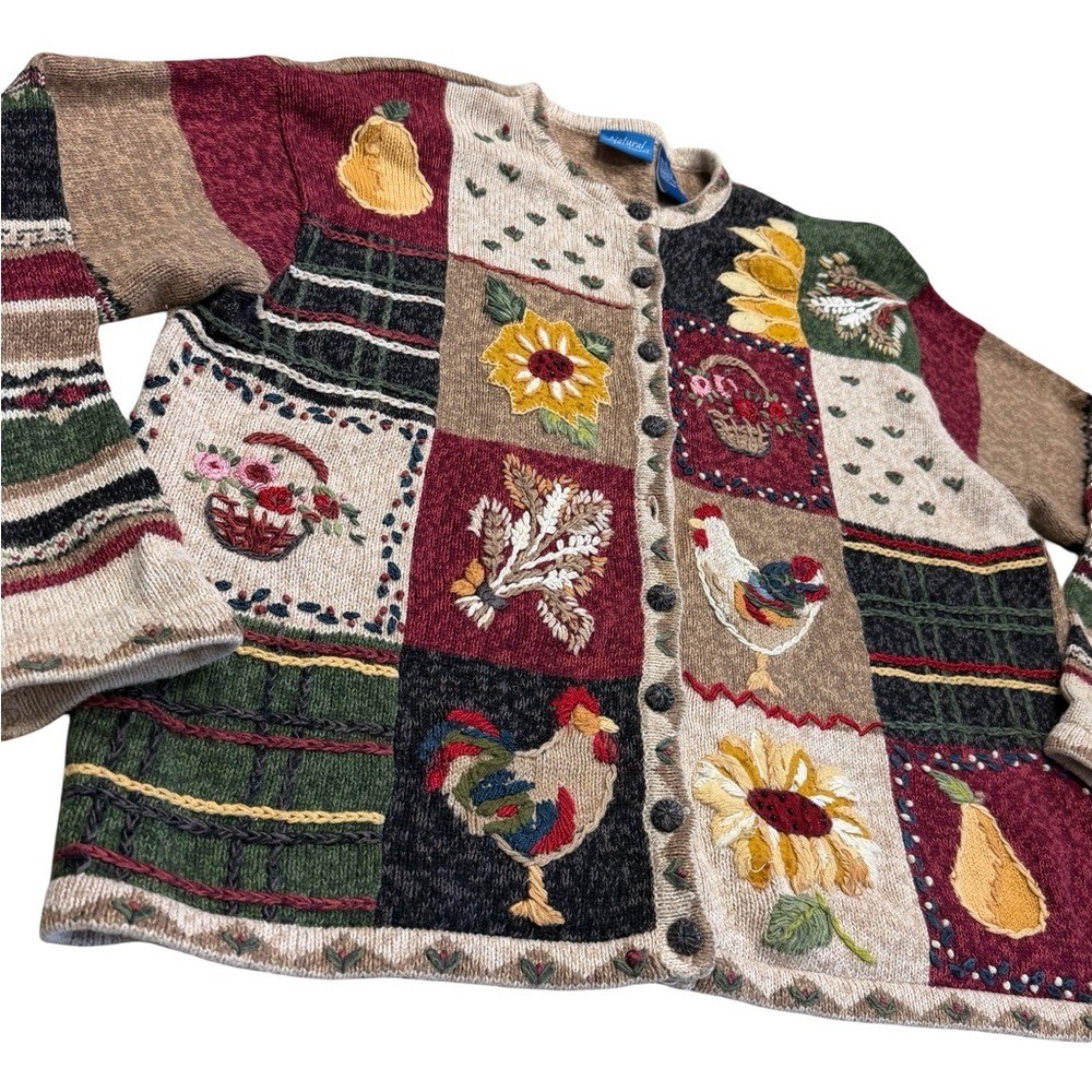 ✨Natural Reflections XL Patchwork Rooster Sunflow… - image 2