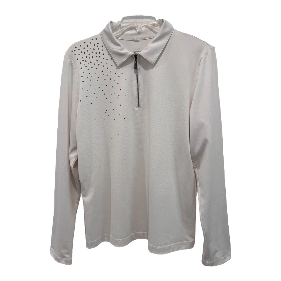 Top de golf Tail para mujer grande blanco con tachuelas 1/4 cremallera pulóver ropa deportiva tenis Foto 3 de 4