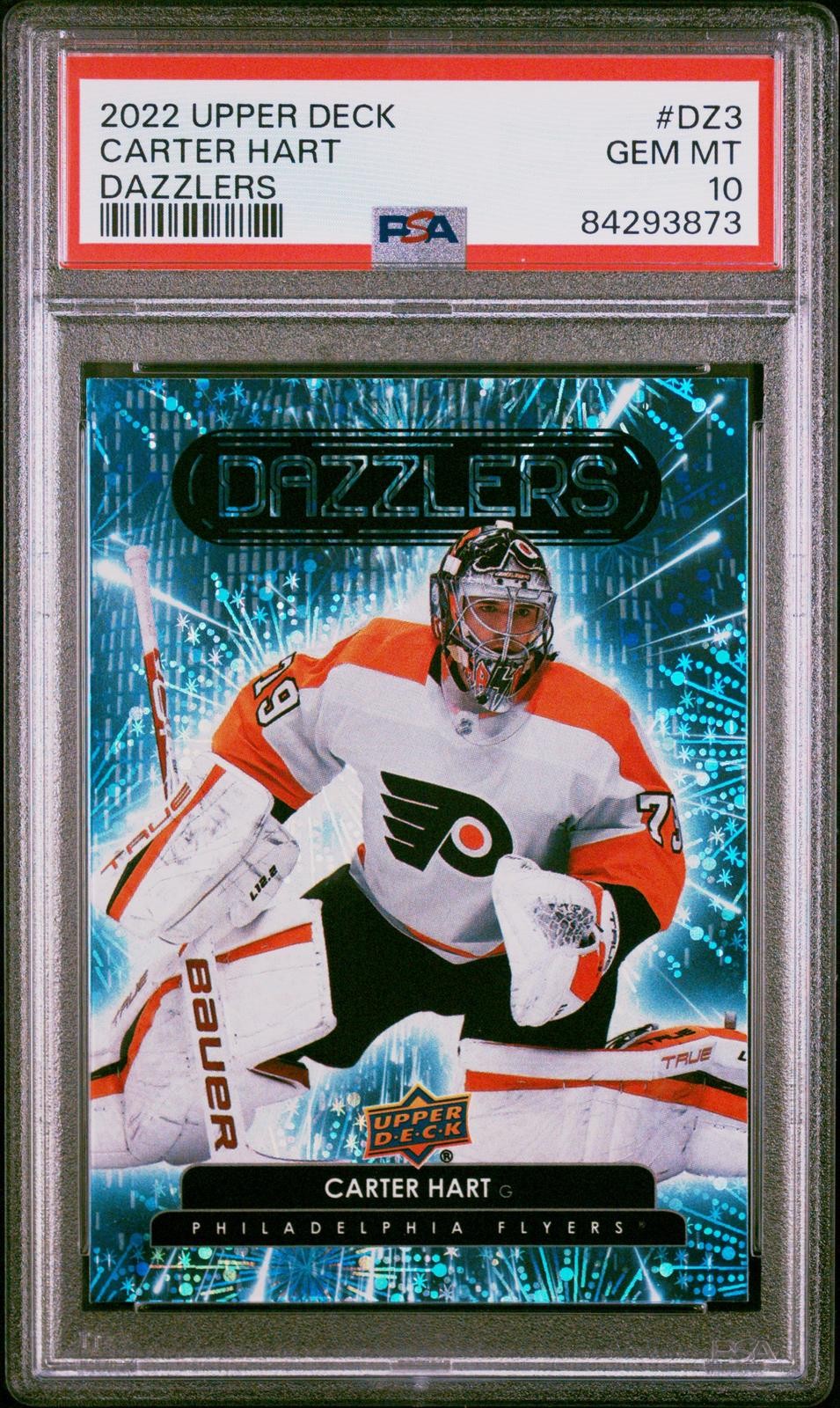 2022 Upper Deck Carter Hart (Dazzlers-Blue) #DZ3 PSA 10 Philadelphia Flyers