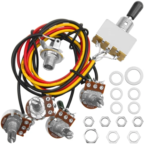 1Pcs Electric Guitar Wiring Harness Kit 2V2T 2 Volume 2 Tone Prewired 500K P