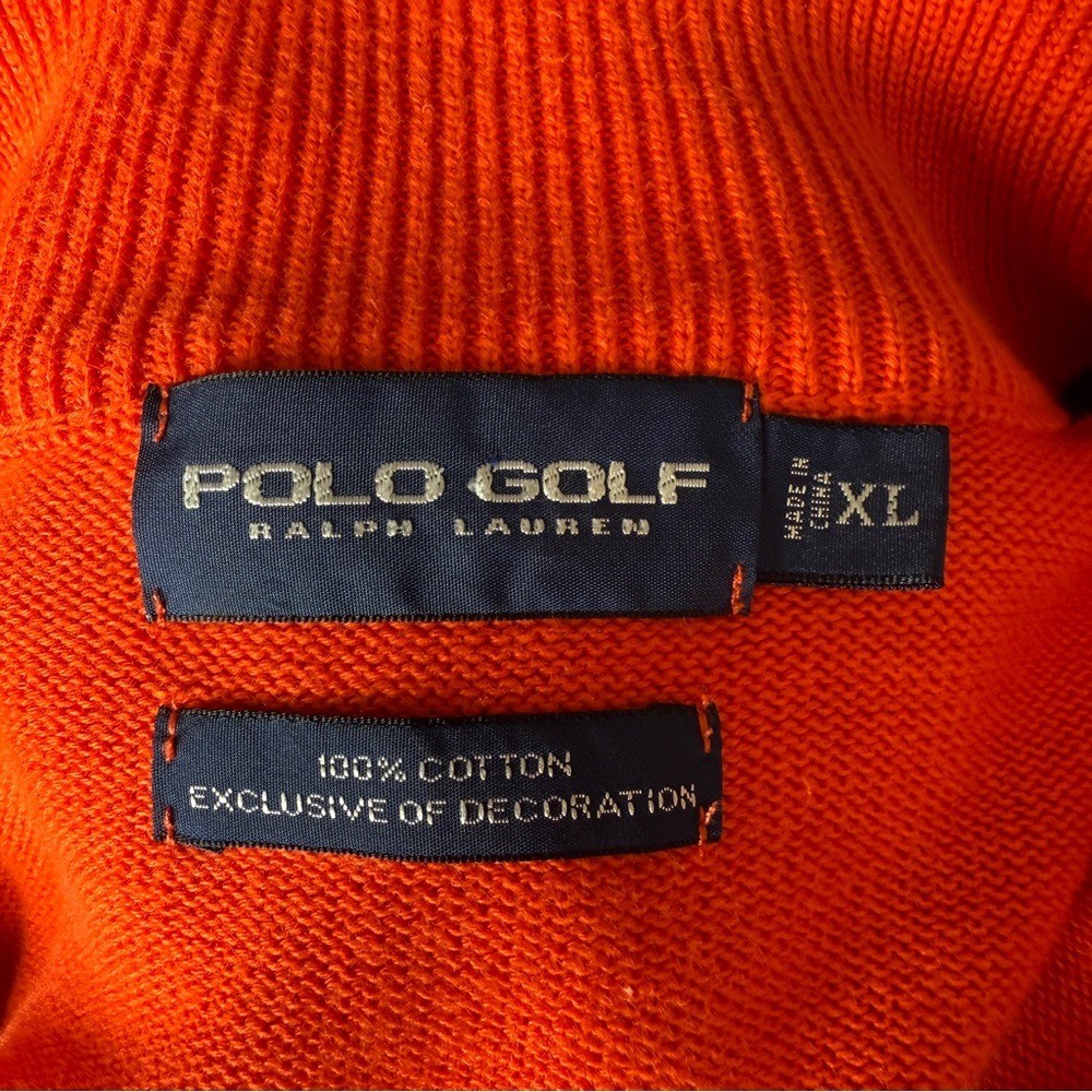 Polo Golf by Ralph Lauren Men's Vibrant Orange 1/4 Zip Sweater thumbnail 6