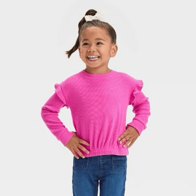 NWT Cat & Jack Pink Ribbed Cozy Long Sleeve Top Size 12 Months