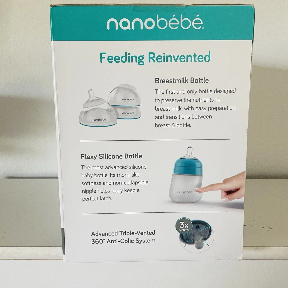 Novo Na Caixa Nanobebe Ultimate Conjunto de Presente Recém-Nascido All-In-One Azul-petróleo 25 peças Bebê Mamadeira Natural - Imagem 4 de 4