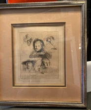 After Rembrandt Etching Studies of the Head of Saskia and Others - 1888