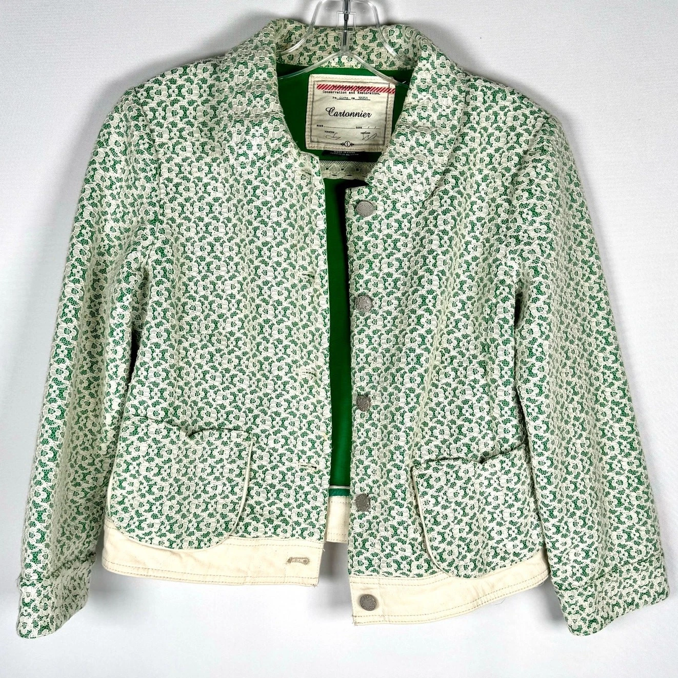 VETEMENTS Giacca donna Anthropologie Cartonnier verde pizzo floreale taglia S
