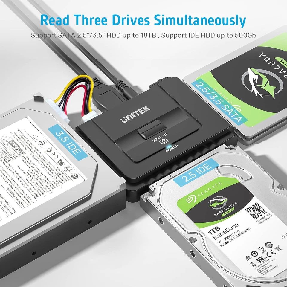 Unitek USB 3.0 to IDE and SATA Converter External Type-A Hard Drive Adapter  - Image 2 of 4