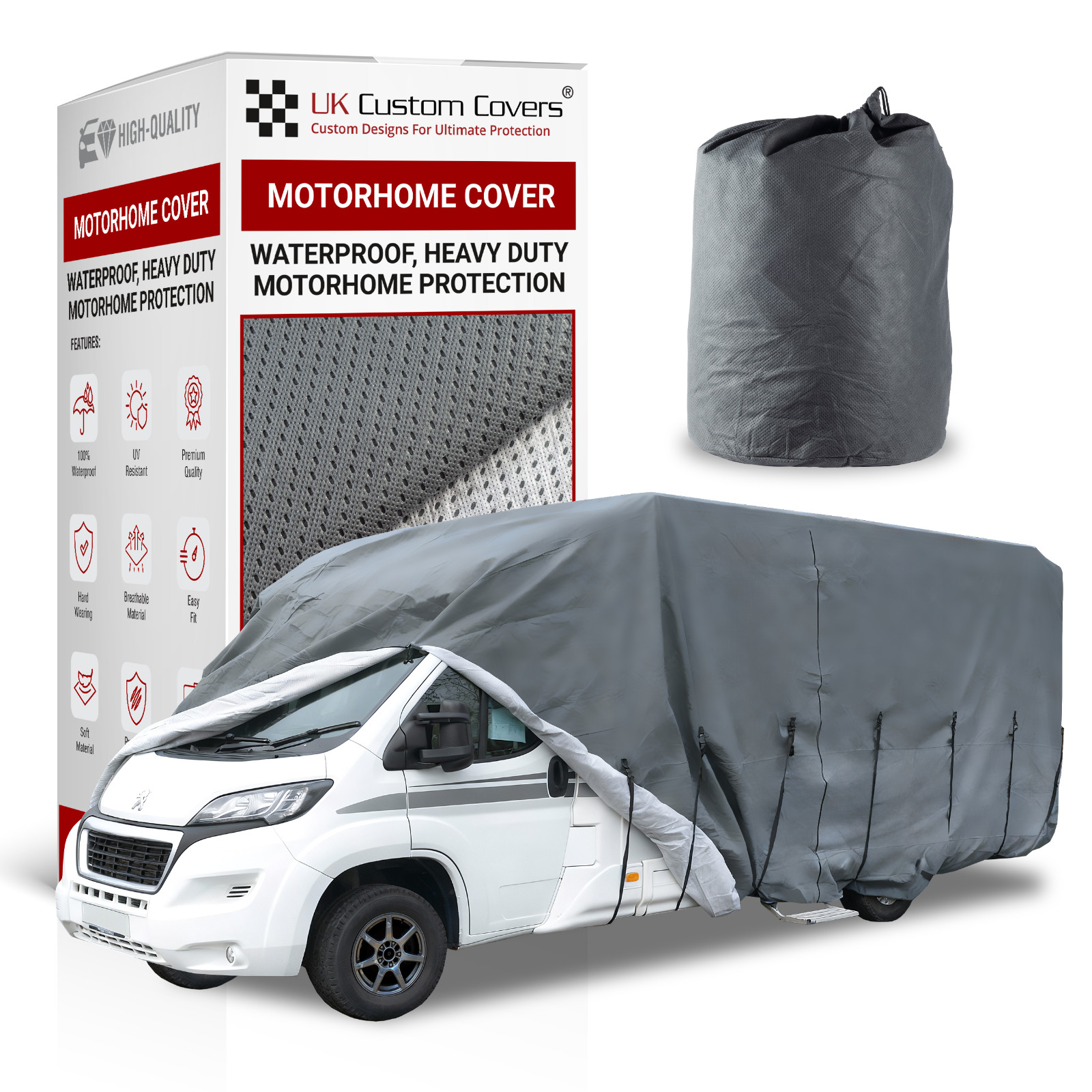 Motorhome Cover 4 Capa Impermeable Resistente Transpirable (Hasta 8.5M) Gris