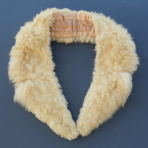 Vintage Real Rabbit Fur Detachable Notch Lapel Collar Stole Prop Beige/Wh  1940s