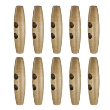 10pcs Wooden Toggle Buttons 60mm 2-Hole Wood Olive Sewing Button, Light Brown