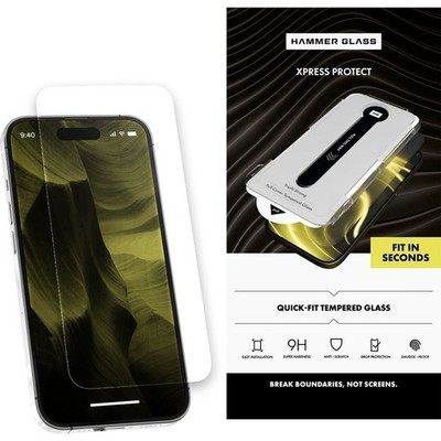 Schutzglas + Applikator für iPhone 15 Pro Hammer Displayschutzglas Hartglas Glas