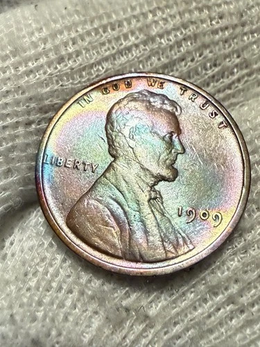 1909 Lincoln Penny High Grade Toned AU Coin