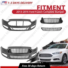 Complete Bumper Cover & Front Upper & Lower Grille Fits 2013-2016 Ford Fusion