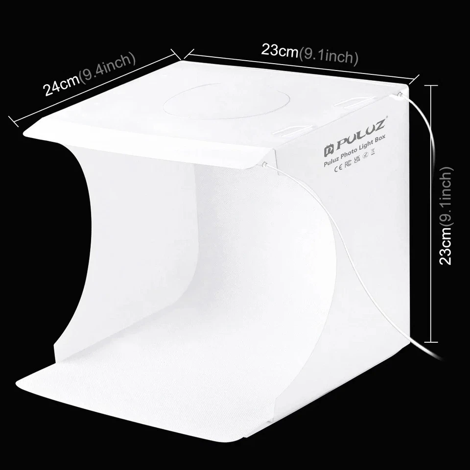 20cm Mini Photo Studio Light Box 2 LED Panels Portable Tent Kit with Backdrops - Image 2 of 4