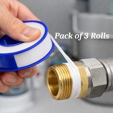 3 Rolls PTFE Plumbers Tape – Strong Thread Seal for Water & Gas Pipes 10m x 12mm