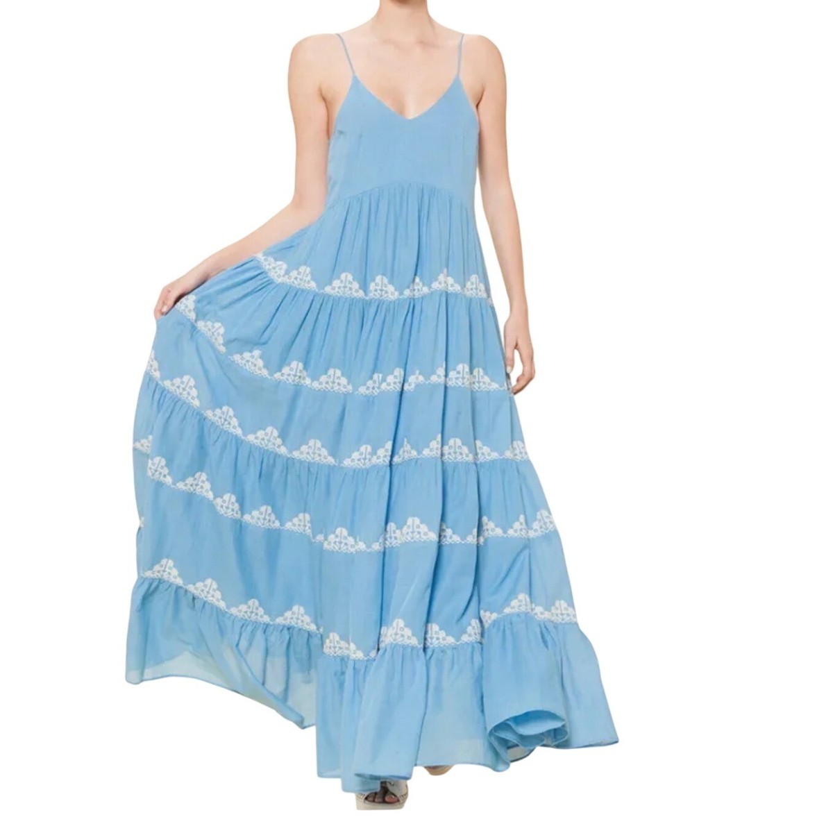 chinese dress ladies Sleeveless Linen Tiered Maxi Dress with Open Back Bow Detail – Laura Ren