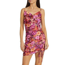 En Saison Giselle Floral Mini Dress Medium Pink Drawstring NEW NWT